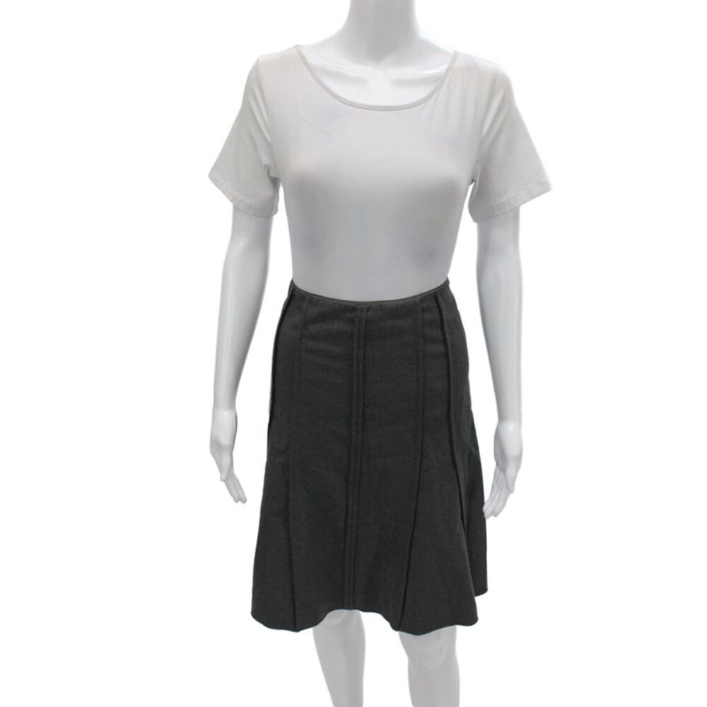 Gunex Womens A-Line Gray Virgin Wool Skirt Knee Length Size 8